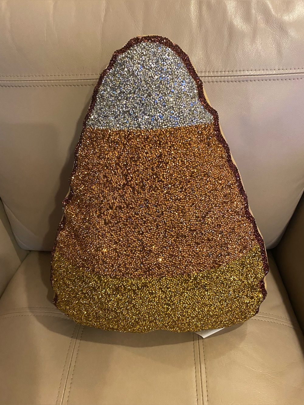 Sparkles Home Sequin Candy Corn Throw Pillow Halloween Fall Decor New!